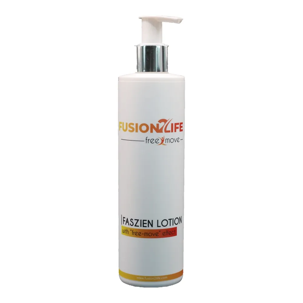 Fusion2Life Faszien Lotion 250 ml in weißer Pumpflasche, Vorderansicht